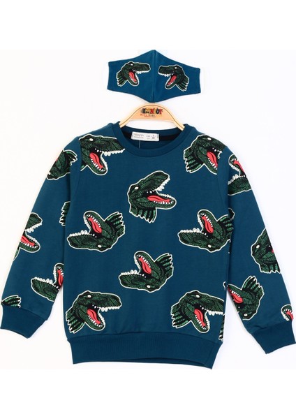 Erkek Çocuk Dinazor Baskılı Sweatshirt