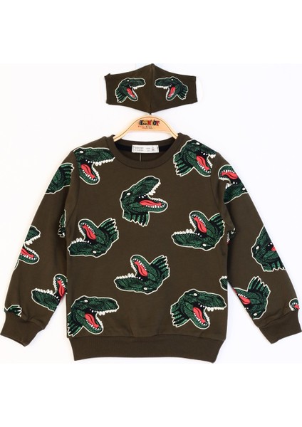 Erkek Çocuk Dinazor Baskılı Sweatshirt