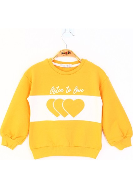 Kız Çocuk Kalp Nakışlı Sweatshirt