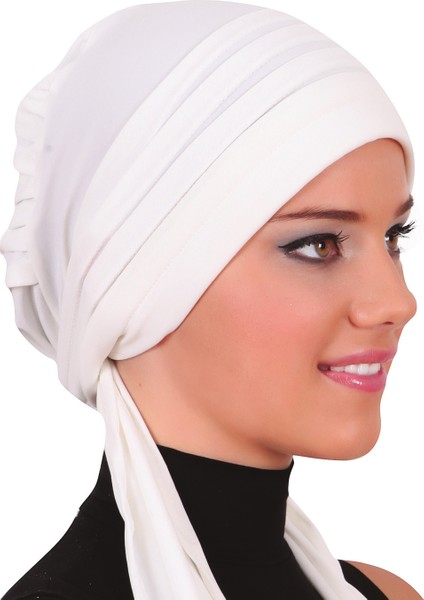 Pileli Bağlama Hazır Türban Tesettür Bone