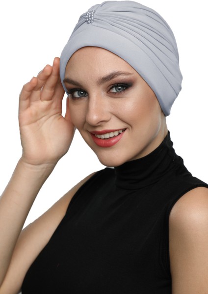 Incili Işlemeli Hazır Türban Tesettür Bone