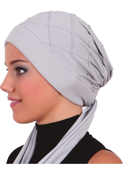 Nervürlü Bağlama Hazır Türban Tesettür Bone