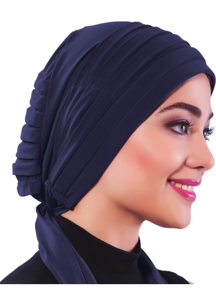 Pileli Bağlama Hazır Türban Tesettür Bone