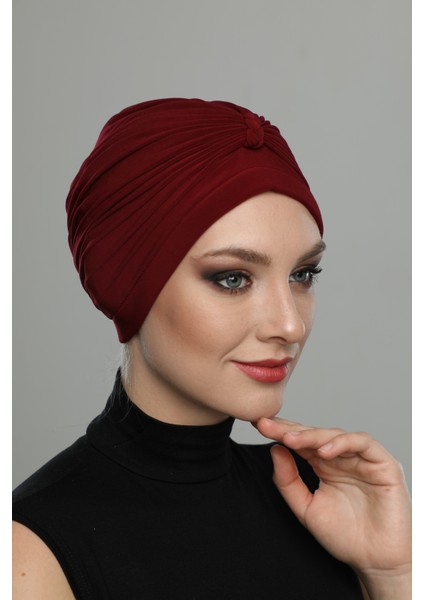 Örgülü Hazır Türban Tesettür Havuz Bonesi