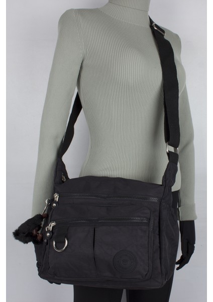 Kenyon 2883 Klinkır Kumaş Kadın Çapraz Omuz Çantası Siyah