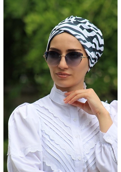 Desenli Çapraz Bone Zebra Desen