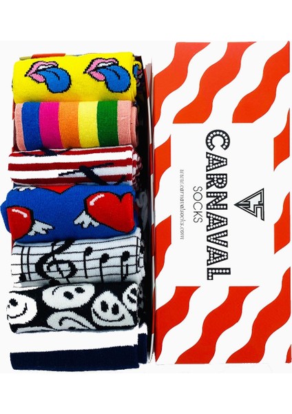 7'li Happy Socks Desenli Renkli Çorap Set
