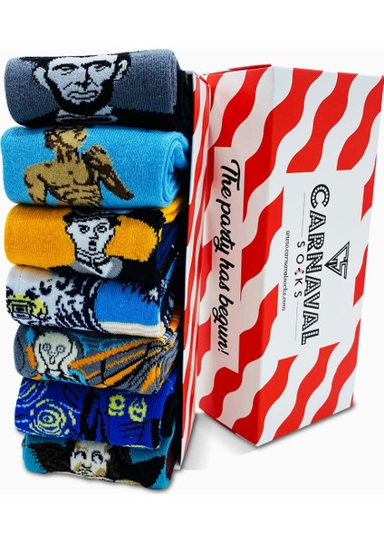 7'li Art Socks-2 Desenli Renkli Çorap Set