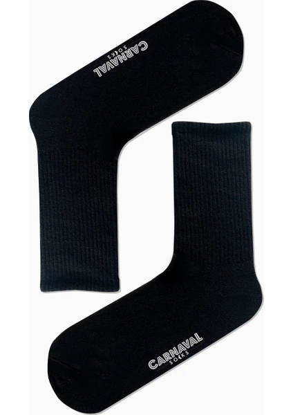 Carnaval Socks Düz Siyah Desensiz Renkli Spor Çorap