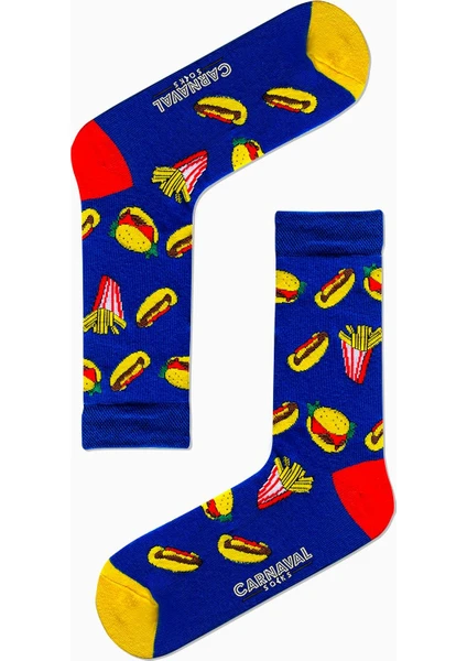 Carnaval Socks Hamburger Sosis Desenli Renkli Çorap