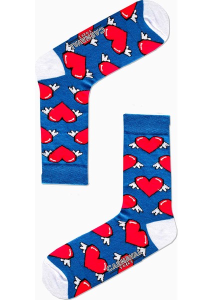 Carnaval Socks Kanatlı Kalp Desenli Renkli Çorap