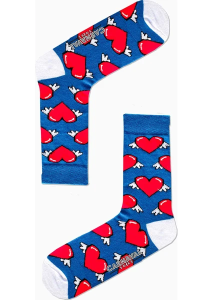 Carnaval Socks Kanatlı Kalp Desenli Renkli Çorap