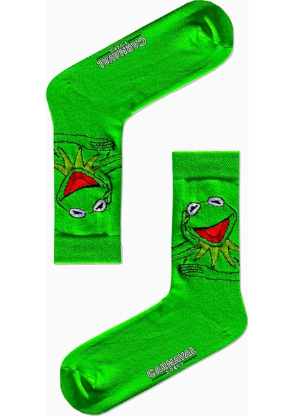 Carnaval Socks Kermit Desenli Neşeli Renkli Çorap