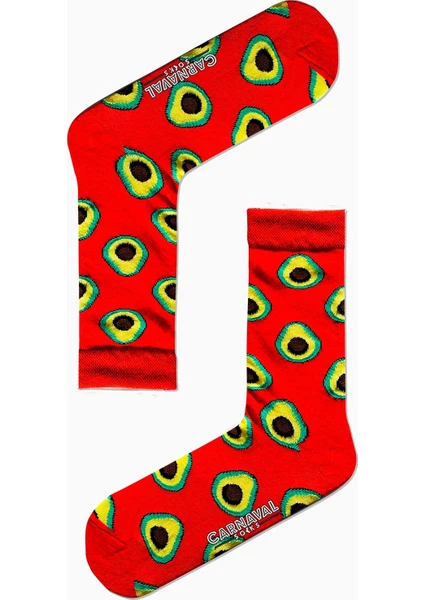 Carnaval Socks Kırmızı Avakado Desenli Renkli Çorap