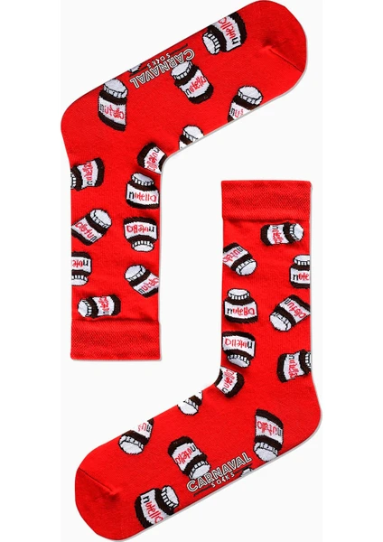 Carnaval Socks Kırmızı Nutella Desenli Renkli Çorap