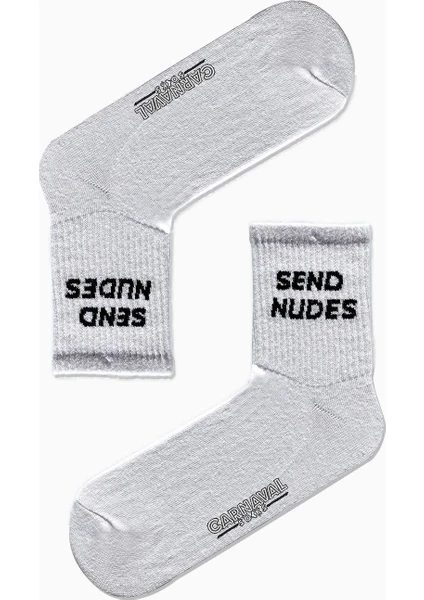 Carnaval Socks Send Nudes Yazılı Desenli Renkli Spor Çorap