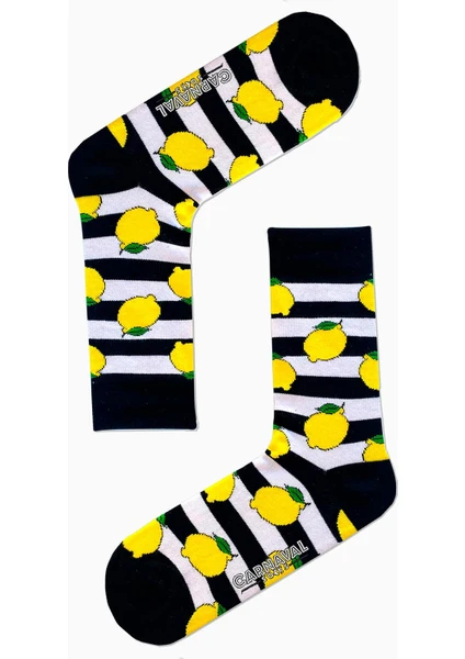 Carnaval Socks Şeritli Limon Desenli Renkli Çorap