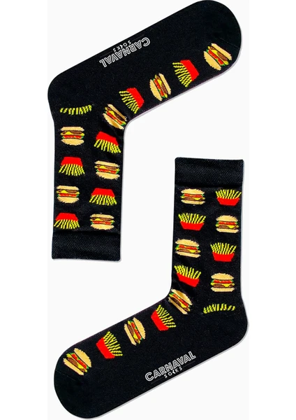 Carnaval Socks Fast Food Desenli Renkli Çorap