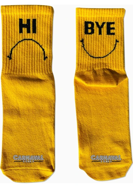 Carnaval Socks Hi And Bye yazılı Desenli Renkli Spor Çorap