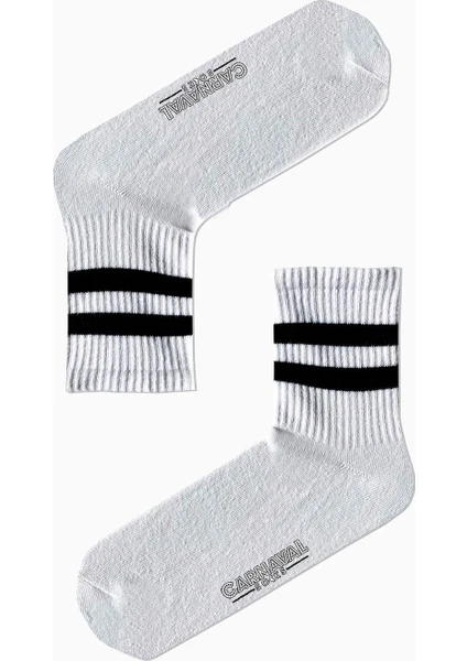 Carnaval Socks Siyah Çift Şeritli Desenli Renkli Spor Çorap