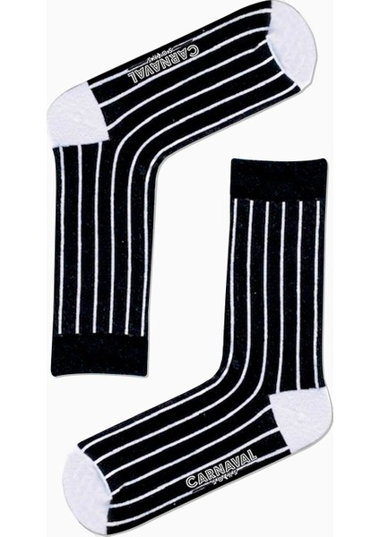 Carnaval Socks Beyaz Dik Çizgi Desenli Renkli Çorap