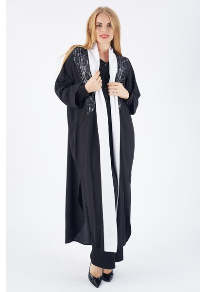 Babil Kumaş Kimono_KMN31526 Siyah