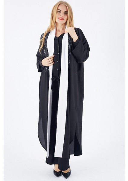 Babil Kumaş Kimono_KMN31526 Siyah