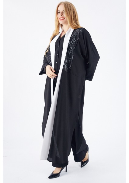 Babil Kumaş Kimono_KMN31526 Siyah