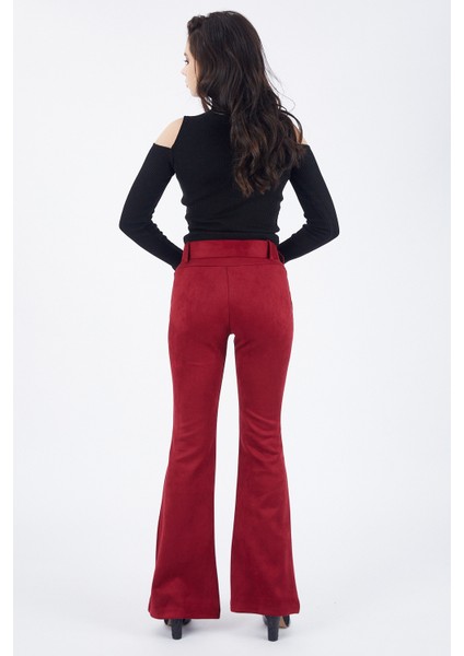 Beli Kumaş Kaplama Kemerli Ispanyol Paça Süet | PNT32574 fırsatları