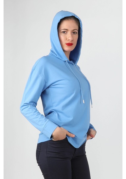 Kapüşonlu Sweatshirt Mavi