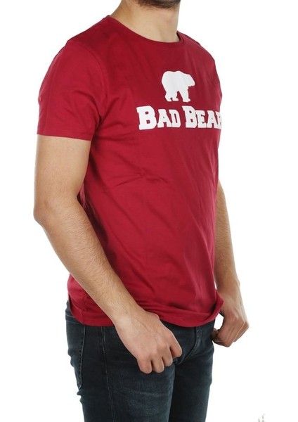 Kabartma Baskılı Bordo T-Shirt