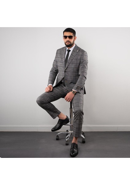 Regular Fit Ekose Erkek Takım Elbise