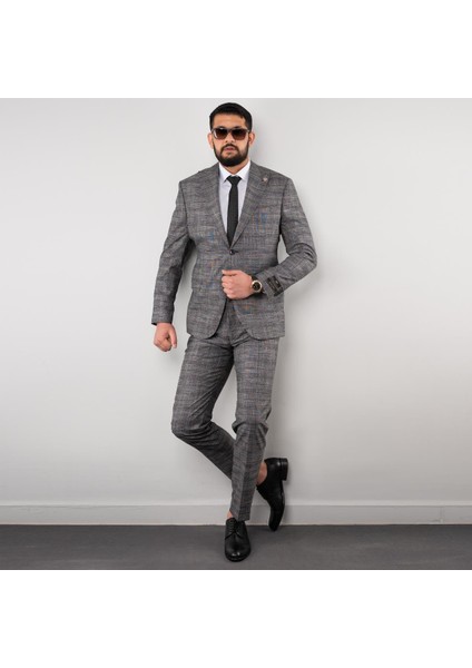 Regular Fit Ekose Erkek Takım Elbise