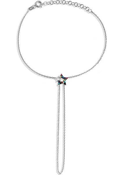 Renkli Taşlı Kelebek Motifli Gümüş Şahmeran B061001 fiyatları