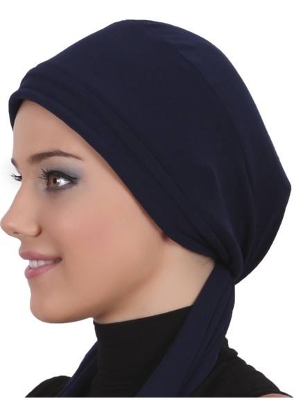 Bağlamalı Lacivert Hazır Türban Tesettür Bone