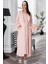 Pijama Kadın Pudra Sabahlıklı Lohusa Gecelik Takım 5354 1