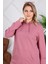 Kapşonlu Uzun Büyük Beden Gülkurusu Sweatshirt 2