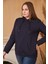 Kapşonlu Büyük Beden Lacivert Sweatshirt 2