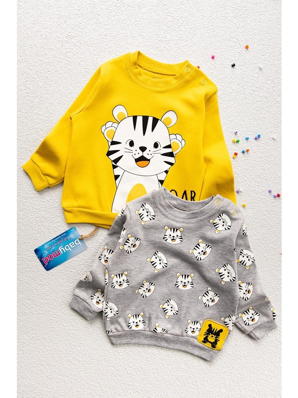 Babymod Kaplan Desenli Ikili Erkek Bebek Sweat Takim Fiyati