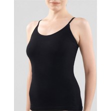 Kadın Büyük Beden Essential İnce Askı Siyah Atlet 1951