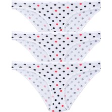 Pemilo Kadın 3'lü Paket Desenli  Bikini Külot Beyaz