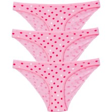Pemilo Kadın 3'lü Paket Desenli  Bikini Külot Pembe