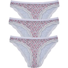 Pemilo Kadın 3'lü Paket Desenli  Bikini Külot Gri
