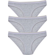 Pemilo Kadın 3'lü Paket Desenli  Bikini Külot Gri