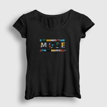 Presmono Kadın Siyah Logo V2 Muse T-Shirt