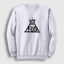 Presmono Unisex Beyaz Logo Fall Out Boy Sweatshirt