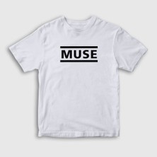 Presmono Unisex Çocuk Beyaz Logo Muse T-Shirt
