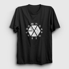 Presmono Unisex Siyah Symbols Logo Exo T-Shirt