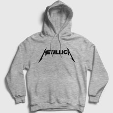 Presmono Unisex Gri Logo Metallica Kapüşonlu Sweatshirt