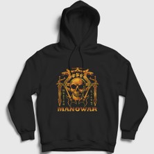 Presmono Unisex Siyah God Of Fire Manowar Kapüşonlu Sweatshirt